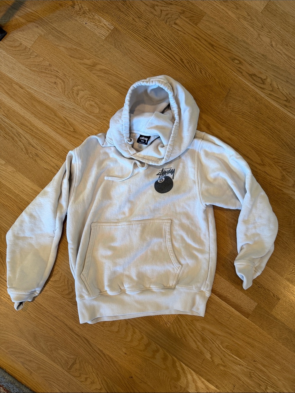 Stussy Off-White Graphic Hoodie with Chest Logo Men’s small. Fit our preteen.